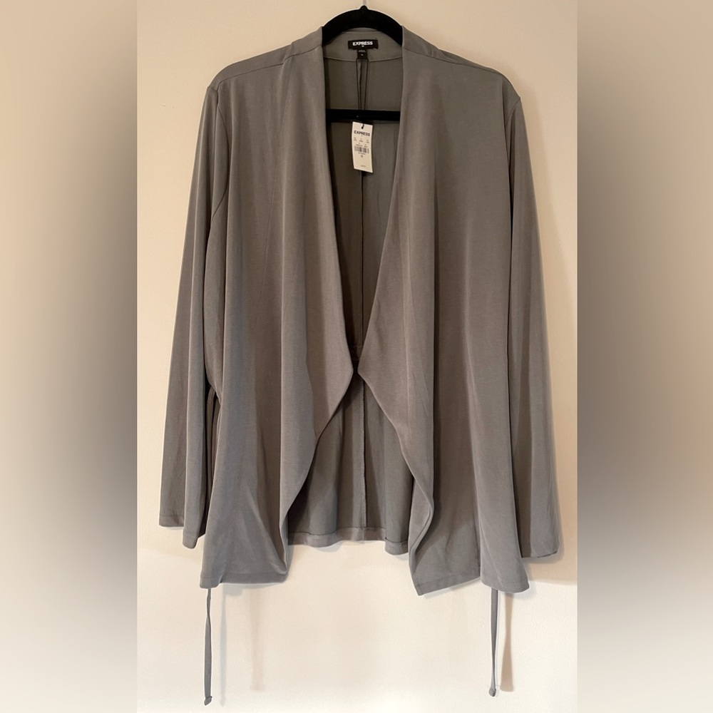 NWT Express Olive Green Long Sleeve Drapey Tie-Waist Blazer